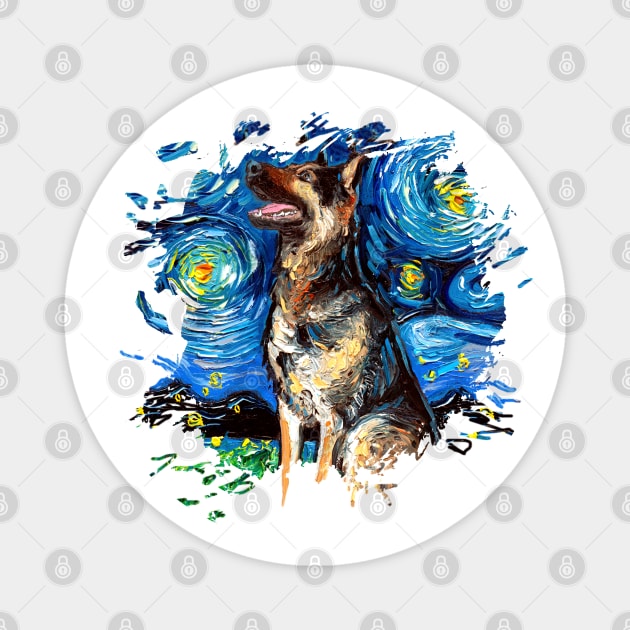 German Shepherd Night 2 (version 3) Magnet by sagittariusgallery